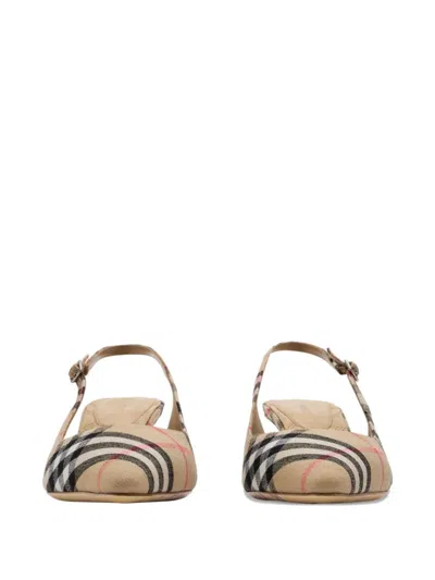 Burberry Adjustable Buckled Strap Pointed Toe Kitten Heel Shoes 5.5cm In Brown