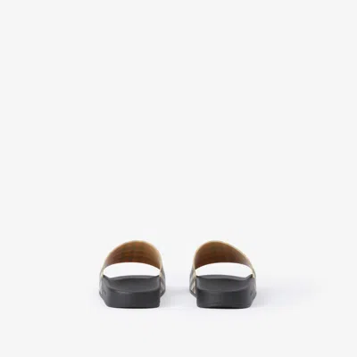 Burberry Brown Slides Sandals With Vintage Check Motif In Polyurethane In Multi