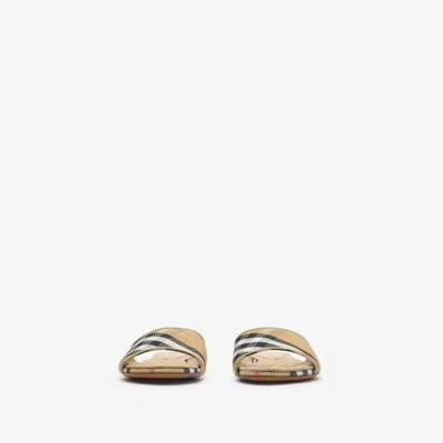 Burberry Sloane Slides Check Pattern Flat Sole Open Toe In Neutral