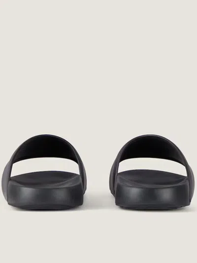 Givenchy Black Sandals With Wide Band And Contrasting Logo Patch In Rubber Man