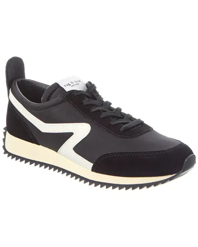 Rag & Bone Retro Runner Suede And Leather-trimmed Recycled Shell Sneakers In Black