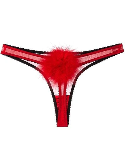 Shop Gilda & Pearl Diana Georgette Pompom Thong In Red
