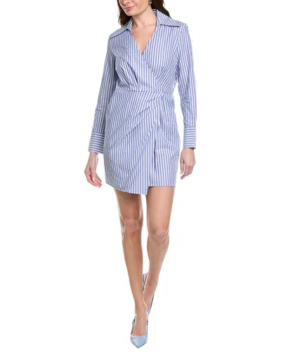 Kenneth Cole Striped Poplin Asymmetrical Shirt Dress In Multi