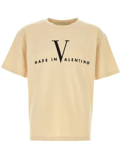 Valentino Garavani Cotton T-shirt With Made In Print Clothing In Nude