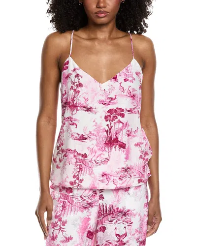 L'agence Jane Spaghetti Strap Silk Top In Pink