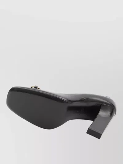 Gucci Signora Pumps Block Heel Gold Tone Hardware In Black