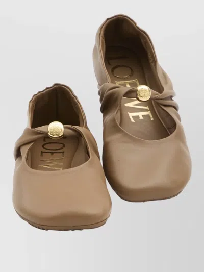 Loewe Women's Nappa Calf Leather Pebble Soft Ballet Flat (authentic Pre-loved) In Brown