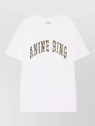 Anine Bing Ivory T-shirt With Leopard Logo Women In Red
