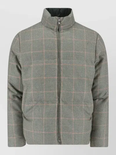 Thom Browne Reversible Down Jacket Featuring Checkered Pattern In Green