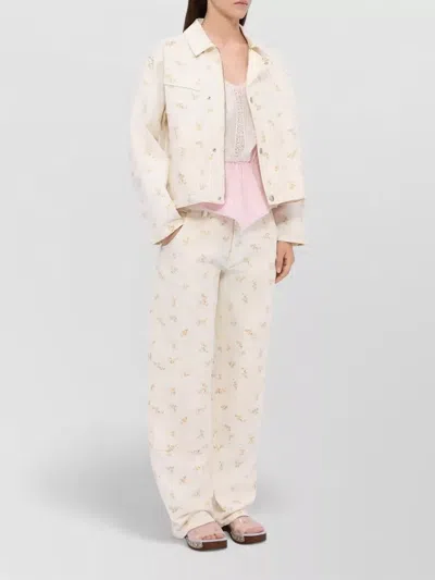 Msgm Printed Straight Leg In White