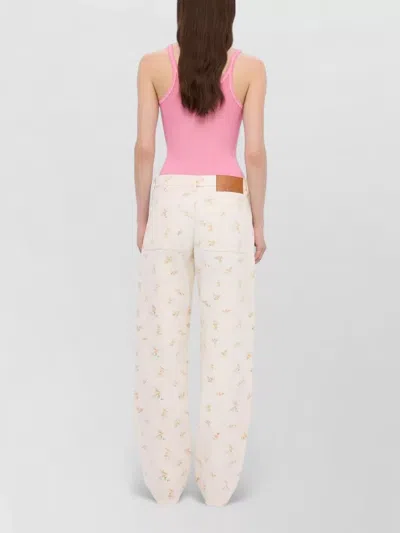 Msgm Printed Straight Leg In White