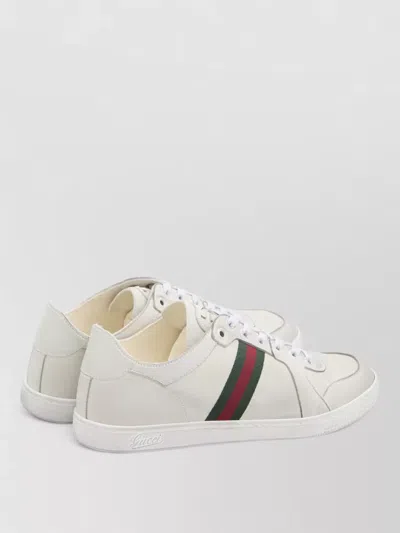 Gucci Leather Stretch Lace Up Sneakers Signature Stripe In Multi