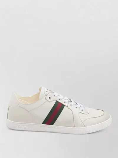 Gucci Leather Stretch Lace Up Sneakers Signature Stripe In Multi