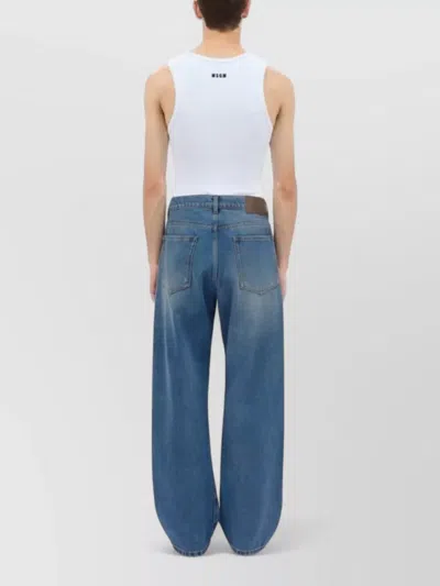 Msgm Denim Trousers Distressed Detail Belt Loops In Blue