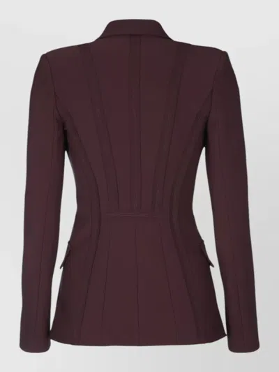 Elisabetta Franchi Single Breasted Jacket Structured Cut Notched Lapel In Brown
