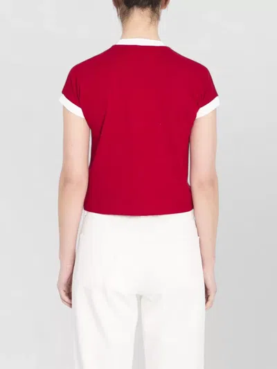 Versace Cotton V Neck Top Short Sleeves Buttons In Multi