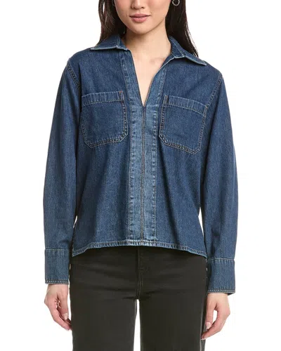 Rag & Bone Channing Split Neck Popover Top In Blue