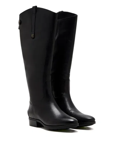 Sam Edelman Zip Leather Boots In Black