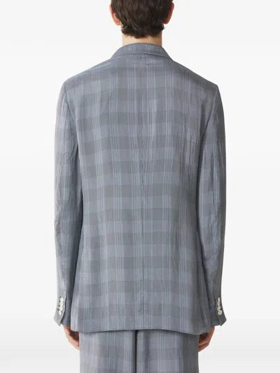 Lanvin Double-breasted Checked Blazer In Blue