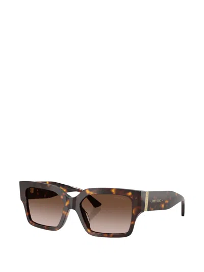 Jimmy Choo Rectangular-frame Sunglasses In Brown