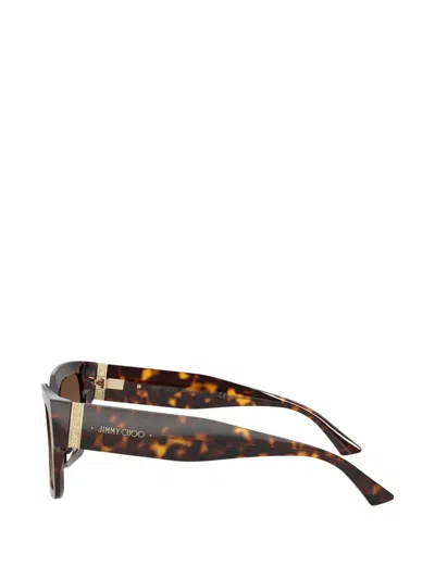 Jimmy Choo Rectangular-frame Sunglasses In Brown