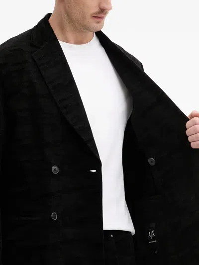 Armani Exchange Double-breasted Jacket In Black