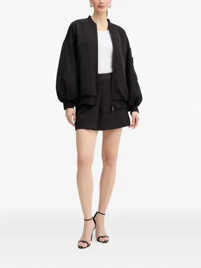 Armani Exchange Ruffled Bomber Jacket In Black