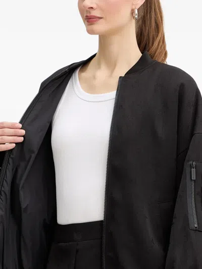 Armani Exchange Ruffled Bomber Jacket In Black