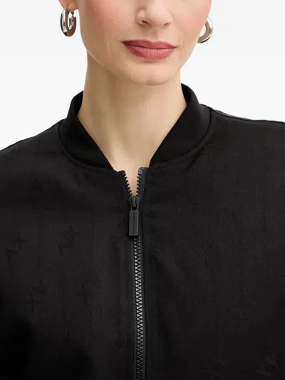 Armani Exchange Ruffled Bomber Jacket In Black