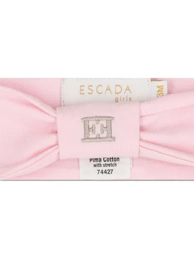 Escada Embroidered Bow Headband In Pink
