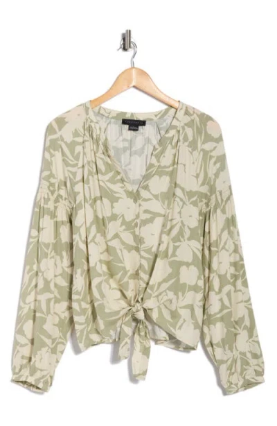 Sanctuary Tie Front Button-up Shirt In Multi