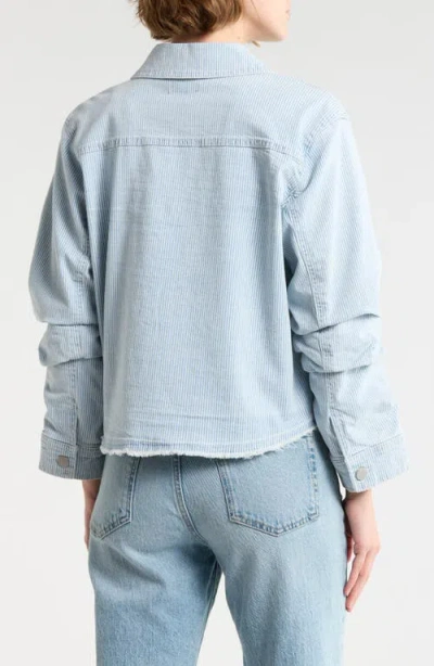 Democracy Stripe Ruched Sleeve Denim Jacket In Multi