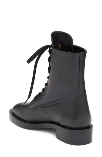 Stuart Weitzman Sondra Lace-up Combat Boot In Black