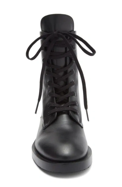 Stuart Weitzman Sondra Lace-up Combat Boot In Black
