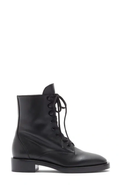 Stuart Weitzman Sondra Lace-up Combat Boot In Black