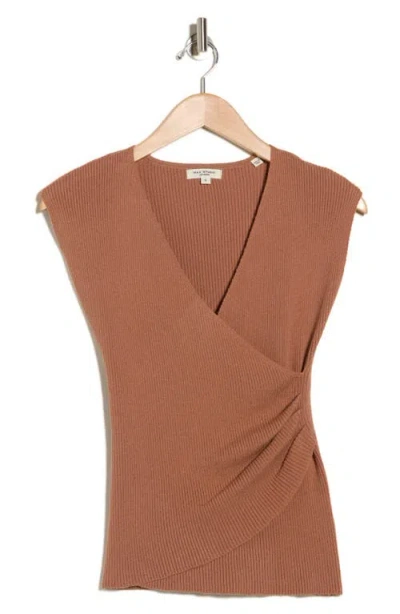 Max Studio Cap Sleeve Wrap Sweater In Gold
