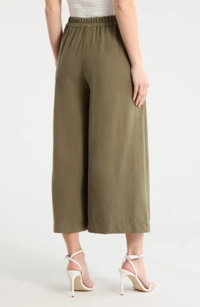 Max Studio Brushed Twill Culottes In Green
