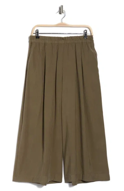 Max Studio Brushed Twill Culottes In Green