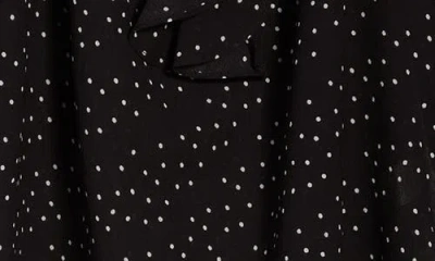 Max Studio Ruffle Front Floral Top In Black