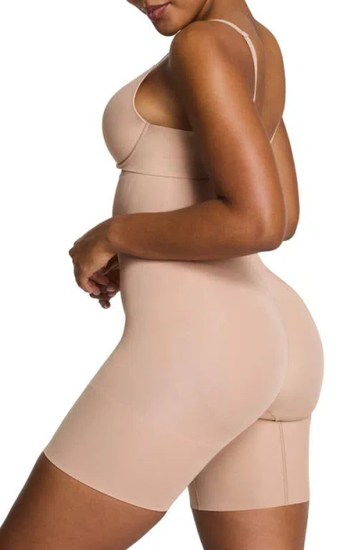 Spanx Oncore Open-bust Mid-thigh Bodysuit In Neutral