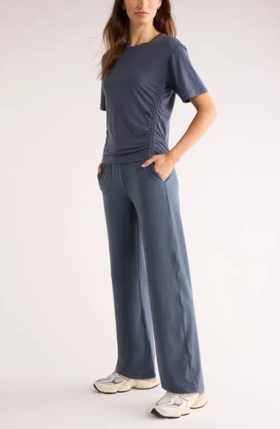 Zella Breathe Ruched Performance T-shirt In Blue