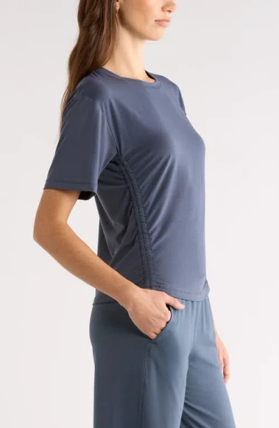 Zella Breathe Ruched Performance T-shirt In Blue
