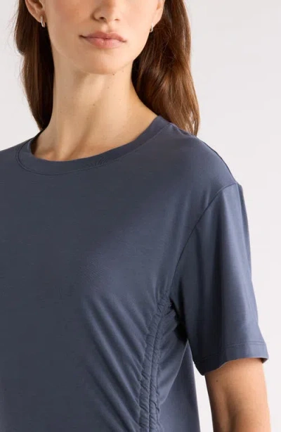 Zella Breathe Ruched Performance T-shirt In Blue