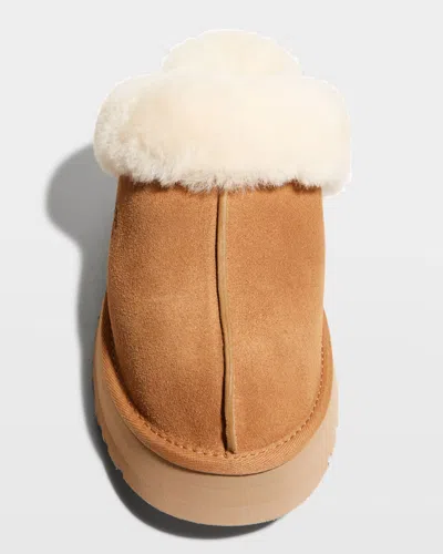 Ugg Disquette 1122550-che Slippers Chestnut Suede Sheepskin Rhs8110 In Multi
