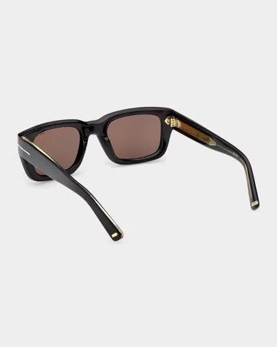 Tom Ford Icon 52mm Acetate Rectangular Sunglasses In Black