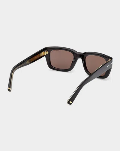 Tom Ford Icon 52mm Acetate Rectangular Sunglasses In Black