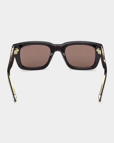 Tom Ford Icon 52mm Acetate Rectangular Sunglasses In Black