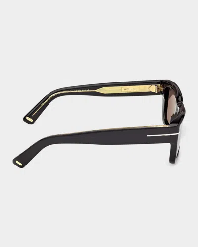 Tom Ford Icon 52mm Acetate Rectangular Sunglasses In Black