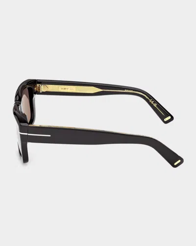 Tom Ford Icon 52mm Acetate Rectangular Sunglasses In Black