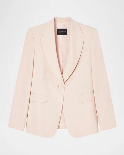 Emporio Armani Single-breasted Jacket In Technical Gabardine In Pink